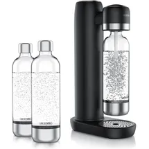 Arendo Wassersprudler Soda Maker schwarz + 3x 1L PET-Flaschen
