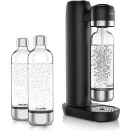 Arendo Wassersprudler Soda Maker schwarz + 3x 1L PET-Flaschen