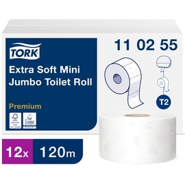 Tork Toilettenpapier Mini Jumbo 3-lagig weiß 12 Rollen