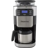 SUNTEC Mahlwerk-Filter-Kaffeemaschine KAM-8274 design [Für Bohnen + Pulver, Mahlgrad + Kaffeestärke einstellbar, Timer-Programmierung, Edelstahl-Thermoskanne (1 l), max. 900 Watt]