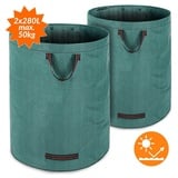 Gardebruk Gartenabfallsack 2x280 Liter 50 kg Belastbarkeit stabil robust abwaschbar Garten Rasensack Gartentasche 2er-Set 280L max. 50kg