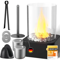 DOGNNAK Bioethanol Tischkamin,Tragbarer Tischfeuer Outdoor & Indoor,Tischfeuer Set mit 2 Brennkammern und Dekorativer Stein,3 Einstellbare Flammen,Unbegrenzte Brenndauer für Balkon,Terrasse Deko