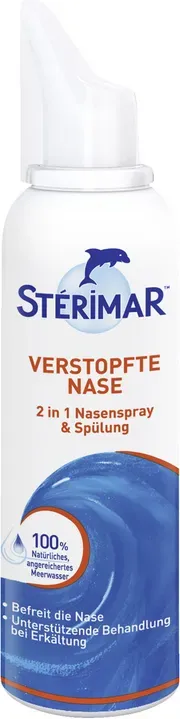 STÉRIMAR Meerwasser Nasenspray, 100 Prozent natürliches Meerwasser, 2 in 1 Spray und Spülung, geeignet für Erwachsene und Kinder, 50ml, 150 Sprühstöße