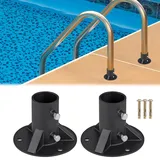 Edelstahl Flansch Poolleiter Montageset,Einbauflansch für Oberirdische Pool Leitertreppen,Zubehör für Poolleiterstufen,für Rundrohr Rohr Geländer Befestigung Wand Boden Poolleiter Halterung (2*52mm)