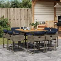 vidaXL Garten-Essgruppe 9-tlg. Grau