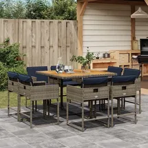 vidaXL Garten-Essgruppe 9-tlg. Grau