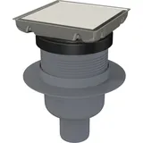 alcadrain Edelstahl-Bodenablauf 130×130 mm mit einem senkrechten Abgang, doppelseitiges Edelstahl-Rost, Kombi-Geruchsverschluss SMART