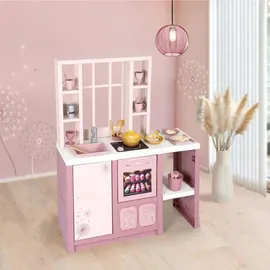 Smoby Spielküche Fleur – Kinderküche im modernen Loft-Stil mit Kochfeld, Ofen, Kühlschrank & 27 Zubehörteilen, für Kinder ab 3 Jahren