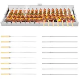 Teodute Elektrischer Drehgrill Edelstahl, Verstellbarer Kochbereich 16-30cm, USB Automatischer Grillrost Holzkohlegrill für Picknick Gartenparty Zuhause Camping Grill (80cm Länge)