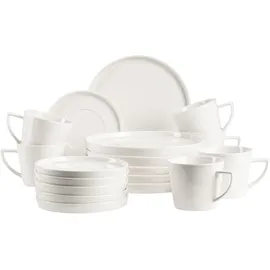 Mäser MÄSER, Serie Sita, Teller Set für 6 Personen, Essgeschirr aus weißem Porzellan, schlicht, elegant, Porzellan, weiß