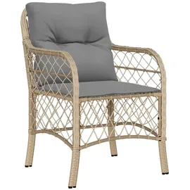 vidaXL 3-tlg. Bistro-Set mit Kissen Beigemischung Poly Rattan