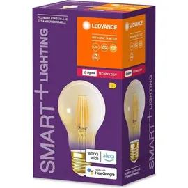 LEDVANCE LED-Lampe, Sockel: E27, Warm Comfort Light, 2400 K, 6 W, SMART+ Filament Classic Dimmable, 4er-Pack