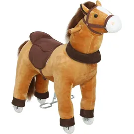 aiyaplay Reitpferd, Spielpferd zum Reiten mit Sattel Rollen, 75 cm Stehpferd Plüschpferd