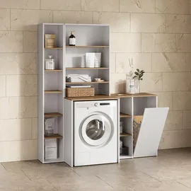 livinity® Waschmaschinenschrank Paolina 66 x 88,2 cm Weiß/Artisan