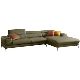W.Schillig Ecksofa »piedroo, Designsofa mit tollem Sitzkomfort, bequem und elegant, L-Form«, Kopfteilverstellung, wahlweise mit Sitztiefenverstellung, Breite 343cm grün
