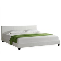 Corium Bett, Barcelona Ehebett Doppelbett 200x200cm Kunstleder weiß weiß