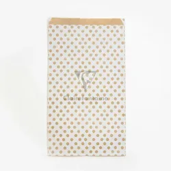 Clairefontaine Packung mit 50 Geschenktüten Kraft, 21x37+7cm, Punkte auf Weißem Hintergrund - Weiß 394111C