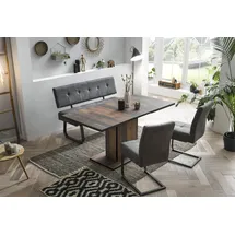 Hela Essgruppe "Luise I G (Bank, Stühle, Tisch)", braun (oldwood, vintage anthrazit, vintage anthrazit, anthrazit), Microfaser VINTAGE, Einlegeplatte, Oldwood/VT Anthrazit, FSC-zertifizierter Holzwerkstoff, Metall, Polyester, Stoff, Sitzmöbel-Sets, Essgruppe,