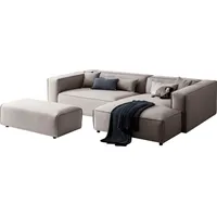 LeGer Home by Lena Gercke Polsterecke »PIARA XXL, L-Form mit Schlaffunktion, Big-Sofa in Cord o. Leinenoptik«, Hocker stellbar zum Schlafsofa (Krokodilverbinder), tiefe Sitzfläche, grau