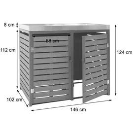 Mendler Mülltonnenverkleidung HWC-K14 124 x 146 x 102 cm blau