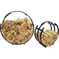 Mojawo XXL 2'er Brennholzablage rund Kaminholzregal Kaminholzablage aus Stahl