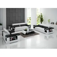 Xlmoebel Sofa Sofa aus Leder Set 3+2+1 Sitzer, modernes Design, Garnitur Couch, Hergestellt in Europa weiß