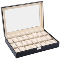 Dioche Uhrenbox mit Deckel, Etui für 24 Uhren, Schatulle aus PU-Leder für Herrenuhr, Schwarz