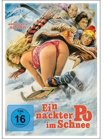 Ein nackter Po im Schnee