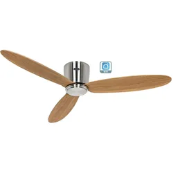 WiFi/WLAN Deckenventilator ECO PLANO II 132 WiFi - Chrom Gebürstet / Eiche natur