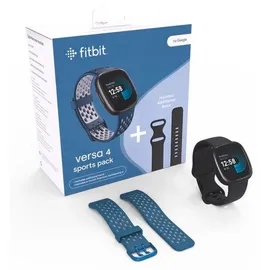 Fitbit Versa 4 aluminium graphit schwarz/schwarz inkl. Zusatzband blau