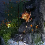 MARELIDA LED Solar Gießkanne Gartendeko Wasserfall Effekt H: 80cm Gartenstecker