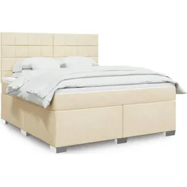 vidaXL Boxspringbett mit Matratze Creme 180x200 cm Stoff