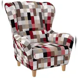 Supellex Ohrensessel Sofia Patchwork 92 x 68 x 95 cm Mehrfarbig mit Hocker