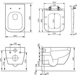 AM.PM Wand-WC mit WC-Sitz Weiß