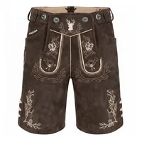 PAULGOS Trachtenhose Herren Lederhose Kurz mit Trägern 100% Echtleder - HK3 braun 54