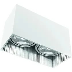 Licht-Erlebnisse Deckenstrahler Weiß 2-flammig GU10 Aluminium Innenseite Strukturiert L 24cm Aufbau Spot Deckenbeleuchtung, NO1/8/0016