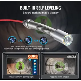 Vevor Kanalkamera, 50 m, selbstnivellierende Rohrkamera mit 10,1-Zoll-Touchscreen, 512-Hz-Sender & Entfernungszähler, IP67-Rohrinspektionskamera