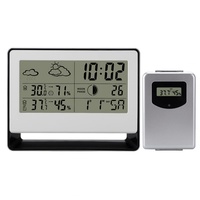 RANRAO Wetterstation Funk Thermometer Wireless Indoor Outdoor Wetterstation Temperatur Luftfeuchtigkeitsmesser mit Hintergrundbeleuchtung Uhr Min/Max Wert