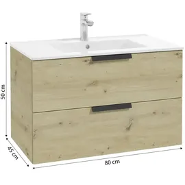 Möbel Kraft Waschtischunterschrank 80 x 50 cm Mehrfarbig