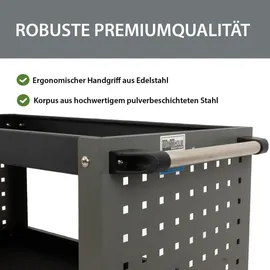 Trutzholm Werkstattwagen 3 Etagen Stahl grau Werkzeugwagen 70x39x79 cm auf Rollen bis 300 kg Tragkraft