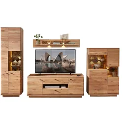 TV Wohnwand modern Holz teilmassiv 204 cm hoch (vierteilig)
