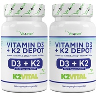 180 - 540 Tabletten Vitamin D3 10.000 I.E. + Vitamin K2 Menaquinon MK-7 IU Depot
