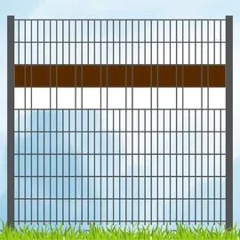 zaun|zu® Sichtschutzstreifen 200 x 10 cm Braun/Weiß Kunststoff