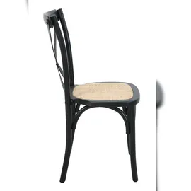 SIT Möbel Stuhl mit Rattan-Sitzfläche | 2er-Set | gepolsterter Sitz | Hevea Holz schwarz | B 48 x T 52 x H 89 cm | 02410-11 | Serie STUHL