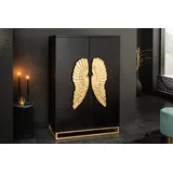 Riess-Ambiente riess-ambiente.de Extravaganter Barschrank Angel 140cm schwarz Mangoholz mit goldenen Flügeln