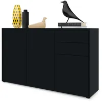 Vladon Kommode Schwarz Holzwerkstoff, 117x74x36 cm, Wohnzimmer, Kommoden ,