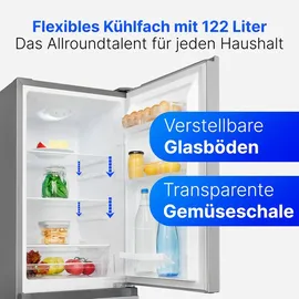 Bomann KG 322.1 Kühl-Gefrierkombination (175 l, 1430 mm hoch, Edelstahl)