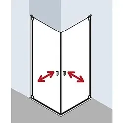 Kermi Raya Eckeinstieg Pendeltüren RA1ER10020VPK 100x200cm, ESG klar KermiClean, rechtes Halbteil
