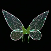 LED-Feenflügel Für Mädchen Erwachsene,Leuchtende Schmetterlingsflügel,Fairy Wings mit Leuchtende,Feen Flügel-Kostüm Funkelnde Halloween Karneval Cosplay Fotografie Geburtstags Party Kostüm (Grün)