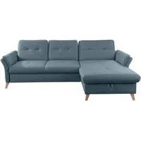 Sit & More Ecksofa, Blau, Textil, Buche, massiv, 5-Sitzer, L-Form, 268x176 cm, Made in EU, Schlafen auf Sitzhöhe, Rücken echt, Wohnzimmer, Sofas & Couches, Wohnlandschaften, Ecksofas